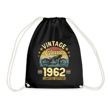 61st Birthday 1962 Biker 61 Years Anniversary - Drawstring Bag - black - Front