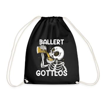 Bier trinken Skelett Alkohol Geschenk - Turnbeutel - Schwarz - Vorne