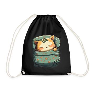 Cadeau de sommeil pour chat Kawaii - Sac de sport léger - noir - Devant