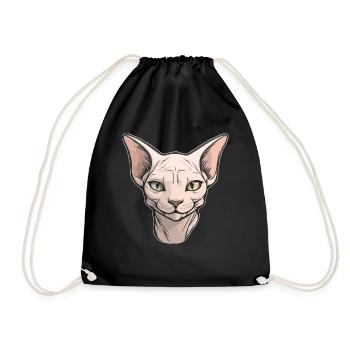 Sphynx Cat Pet Cats Hairless Animal Cute - Drawstring Bag - black - Front