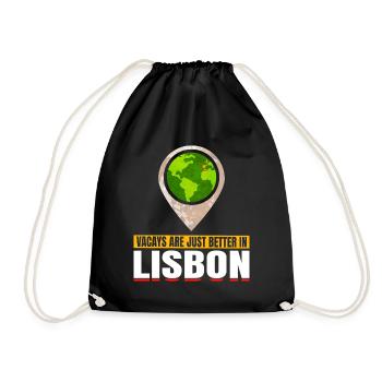 Joyable Lisbon Pleasant Tourism Quote - Drawstring Bag - black - Front
