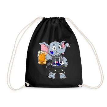 Australian Fan Elephant - Drawstring Bag - black - Front