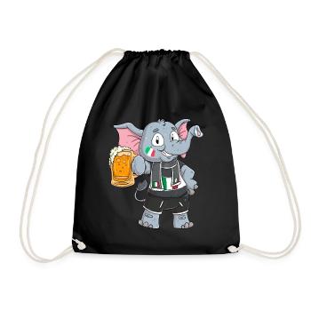 Italy Fan Elephant - Drawstring Bag - black - Front