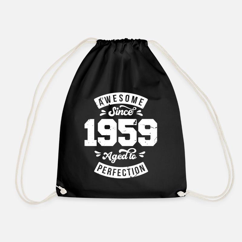Vintage 1959 birthday - retro 1959 - Drawstring Bag - black
