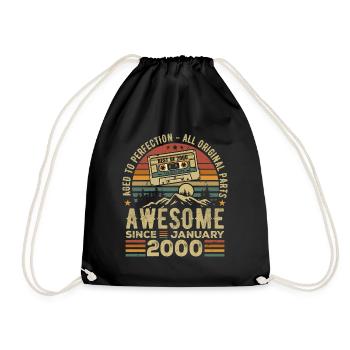 Birthday January 2000 | January 2000 Gift - Drawstring Bag - black - Front