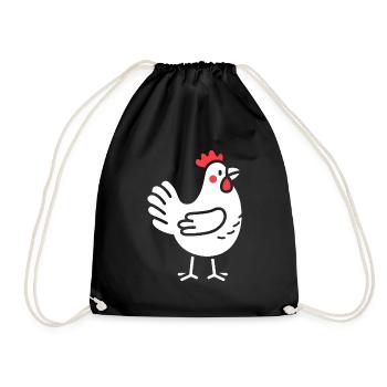 Huhn - Turnbeutel - Schwarz - Vorne