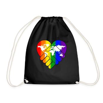 Rainbow Flag Peace Hippie Gift LGBT - Drawstring Bag - black - Front