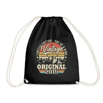 Original Vintage Geburtstag Geschenkidee 2015 - Turnbeutel - Schwarz - Vorne