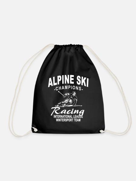 Ski alpine - Ski Abfahrt - Slalom - Skifahrer - Turnbeutel - Schwarz