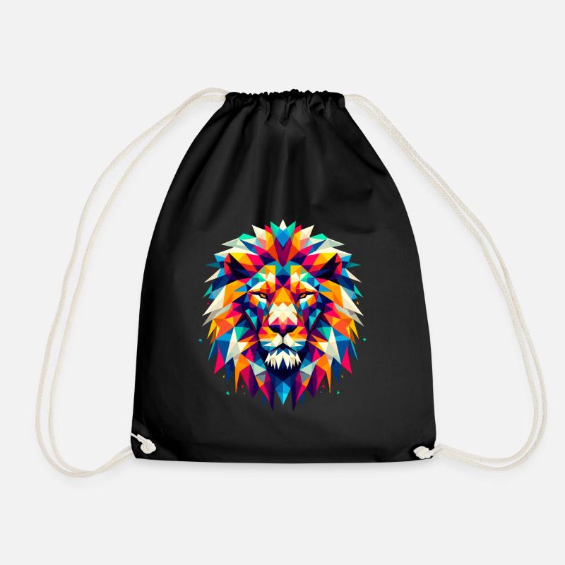 Löwe geometrisch bunt Geschenk - Turnbeutel - Schwarz