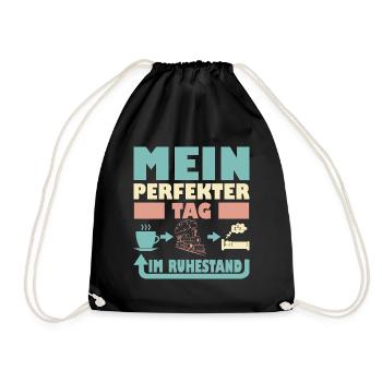 Eisenbahn Rentner Opa - Ruhestand Spruch - Turnbeutel - Schwarz - Vorne