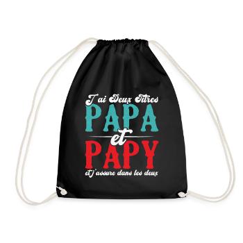 J'ai deux titres papa et papy - Sac de sport léger - noir - Devant