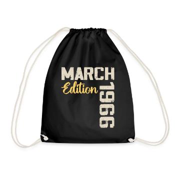 March 1966 Birthday Gift March 1966 - Drawstring Bag - black - Front
