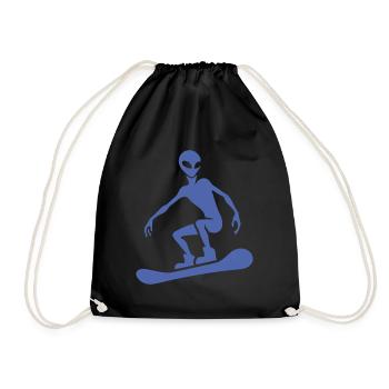 Design minimaliste : Alien snowboarder - Sac de sport léger - noir - Devant
