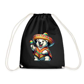 Cinco de Mayo Polar Bear: Festive mood - Drawstring Bag - black - Front