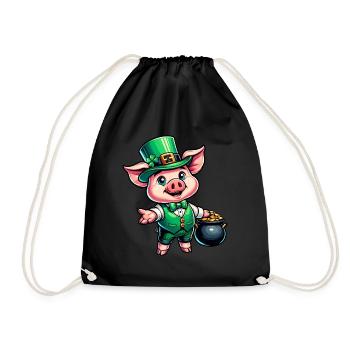 Sweet St. Patrick's Piggy - Drawstring Bag - black - Front