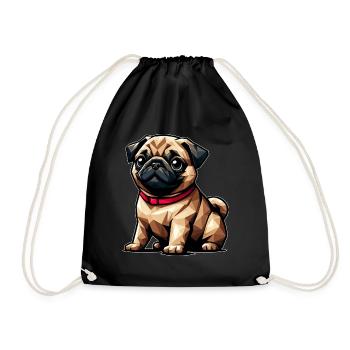 Geometrische Mopsdesign Hund Polygon Kunst - Turnbeutel - Schwarz - Vorne