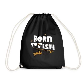 Angeln Lustiger Spruch Angler Fische Geschenk - Turnbeutel - Schwarz - Vorne