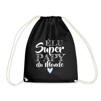 T shirt papy super papy du monde humour cadeau - Sac de sport léger - noir - Devant