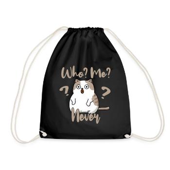 Qui, moi? Jamais - Chat effrayé - Sac de sport léger - noir - Devant