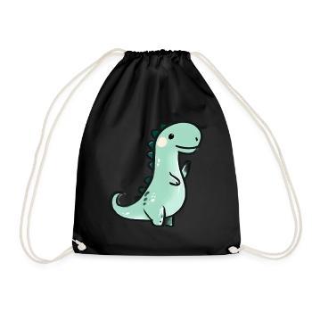 Cute crayon dinosaur - Drawstring Bag - black - Front