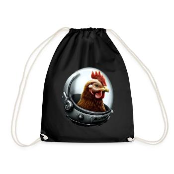 Astronautenhuhn Astronaut Huhn - Turnbeutel - Schwarz - Vorne