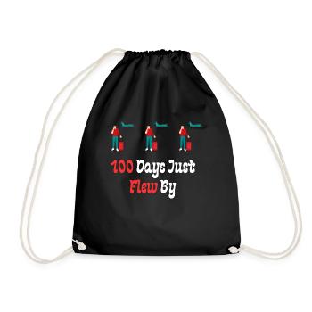 100 Days Just Flew By - Drawstring Bag - black - Front