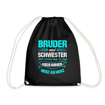 Brother and sister eye to eye Heart to heart - Drawstring Bag - black - Front