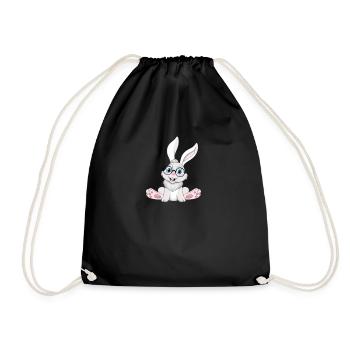 Funny Rabbit Cool Nerd Rabbit with Glasses - Drawstring Bag - black - Front