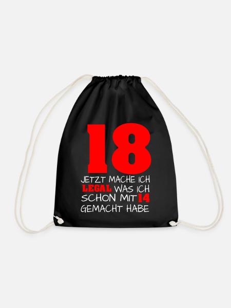 18. Geburtstag Endlich 18 Geburtstagsgeschenk - Turnbeutel - Schwarz