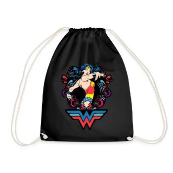 Wonder Woman Retro - Drawstring Bag - black - Front