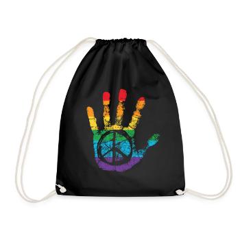 Signe de la paix Rainbow Hand Print - Sac de sport léger - noir - Devant