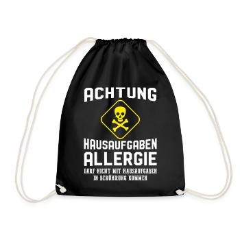 Achtung Hausaufgaben Allergie - Turnbeutel - Schwarz - Vorne