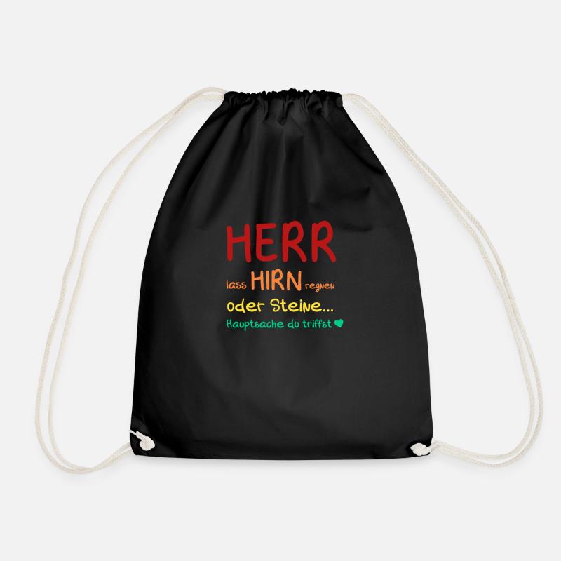 Herr lass Hirn regnen... oder Steine - Turnbeutel - Schwarz