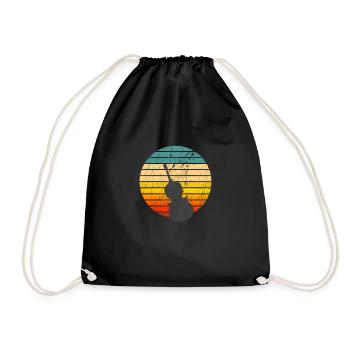 Bass Kontrabass Vintage Retro Sunset - Turnbeutel - Schwarz - Vorne