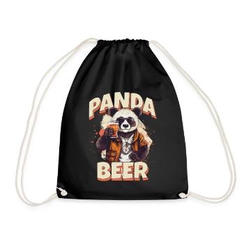 Panda Beer Beer Bear Funny Saying Humor Party - Drawstring Bag - black - Front