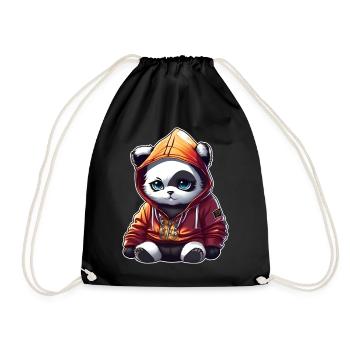 Coole Katze mit Hoodie - Turnbeutel - Schwarz - Vorne