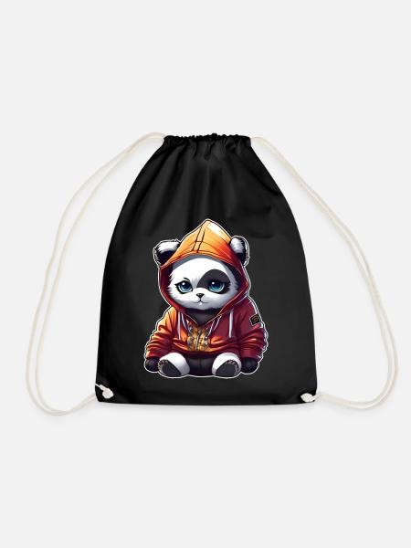 Coole Katze mit Hoodie - Turnbeutel - Schwarz