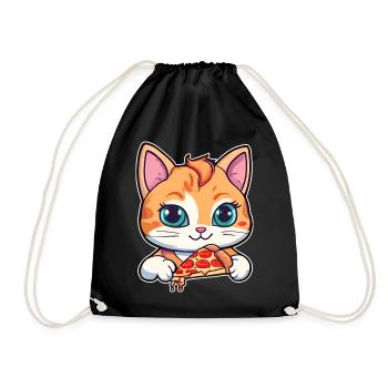 Le chat adore la pizza - Sac de sport léger - noir - Devant