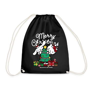 Hello Kitty And Cinnamoroll Christmas Design - Drawstring Bag - black - Front