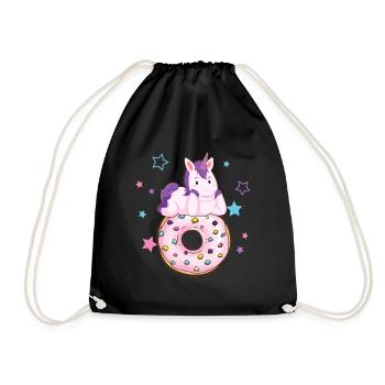Licorne avec donut - Sac de sport léger - noir - Devant