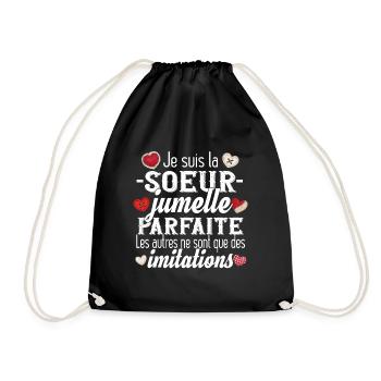 Sœur Jumelle Sœurs Frère Famille Amour Fille Rose - Sac de sport léger - noir - Devant