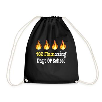 100 Flamazing Days Of School - Drawstring Bag - black - Front