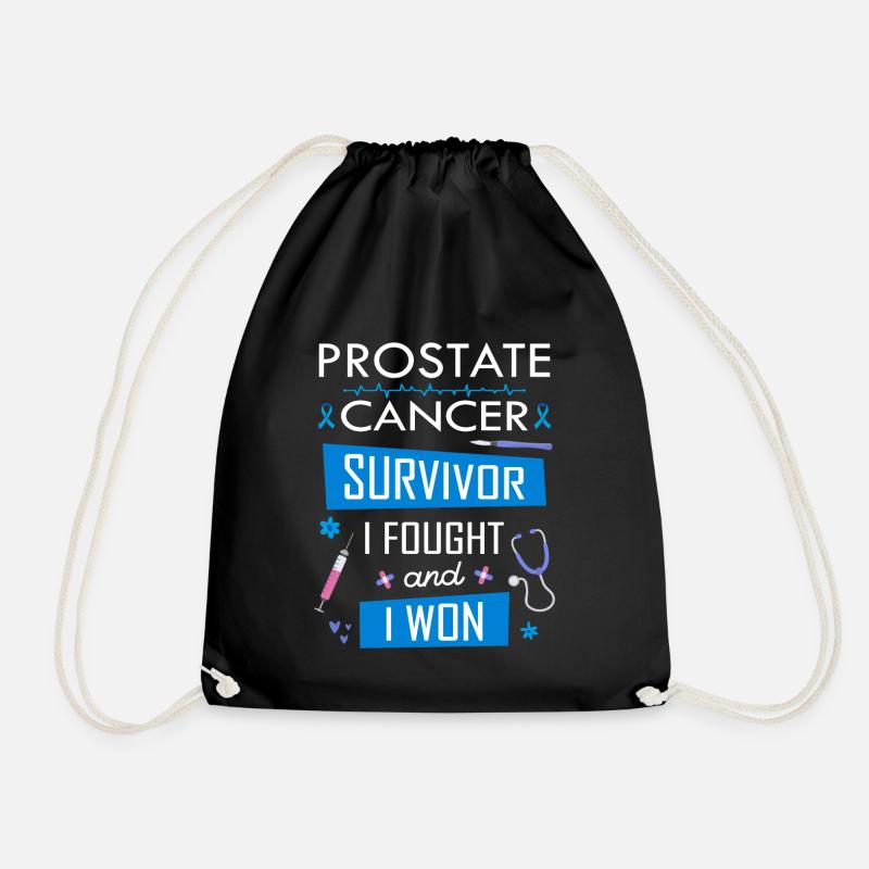 Prostate cancer survivor, I fought and I won - Drawstring Bag - black