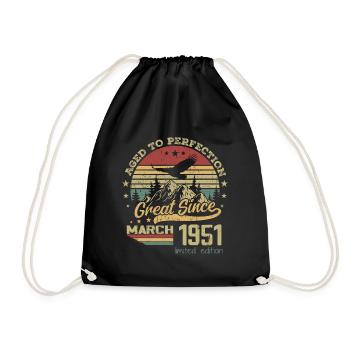 73 years old Aged to Perfection born in March 1951 - Drawstring Bag - black - Front