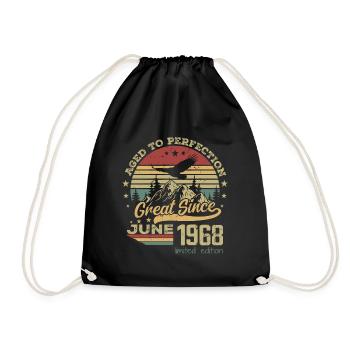 56 years old Aged to perfection born in June 1968 - Drawstring Bag - black - Front