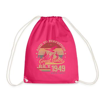 75 years old Aged to perfection born in July 1949 - Drawstring Bag - fuchsia - Front