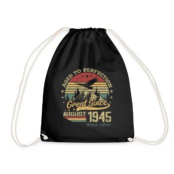 79 years old Aged to perfection born in August 1945 - Drawstring Bag - black - Front