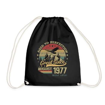 47 years old Aged to perfection born in August 1977 - Drawstring Bag - black - Front