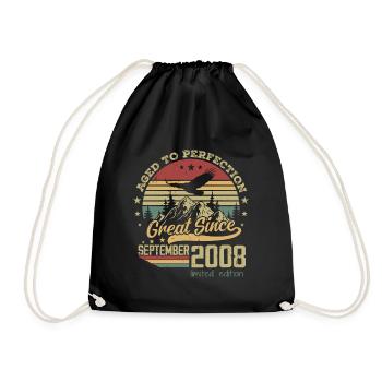 16 years Old Aged to Perfection born: September 2008 - Drawstring Bag - black - Front